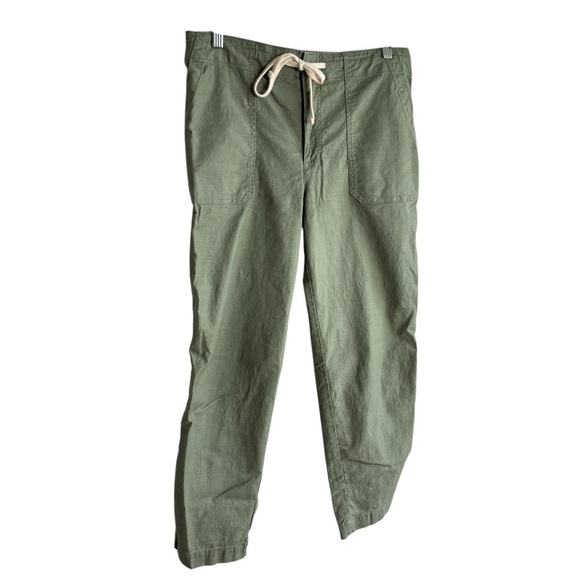 Loft Womens Size 6 Cotton Spandex Seaside Cropped Pant Sage Green Drawstring - Picture 3 of 14